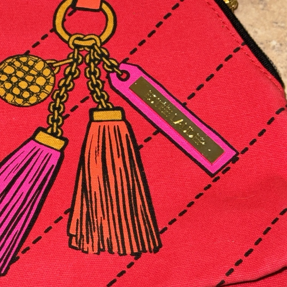 Estée Lauder skin care make up cosmetic, tassel, red zippered pouch bag - Picture 4 of 11